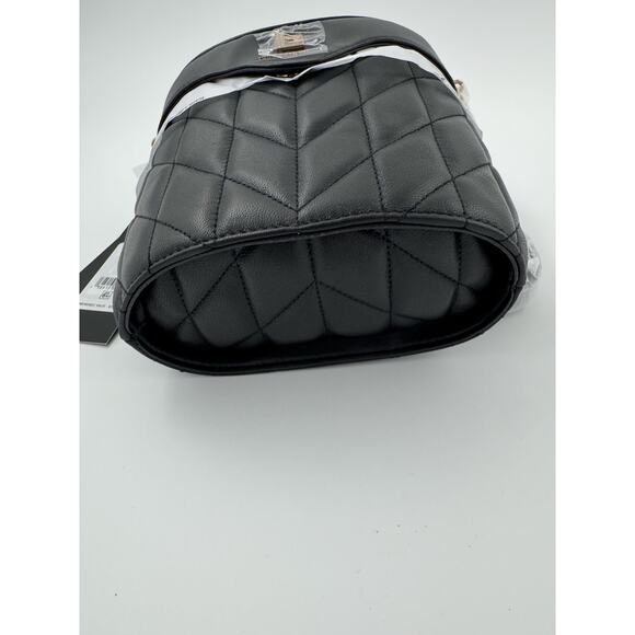 Karl Lagerfeld Paris Black Quilted Bucket Crossbody Bag with Gold Hardware - Picture 5 of 6